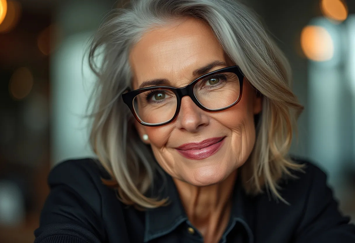 femme quinquagénaire lunettes coiffure